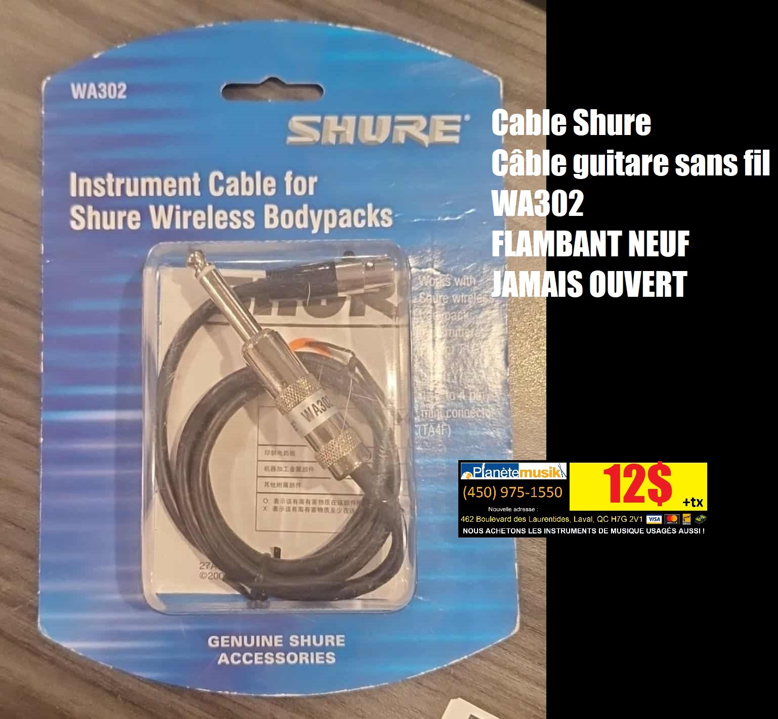 shure cable wireless body pack cable