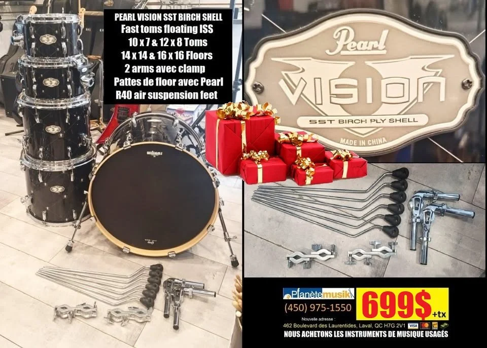 Batterie drum shell kit PEARL VISION SST BIRCH fast toms 10 et 12, 2 floor 14 et 16 et bass drum 22