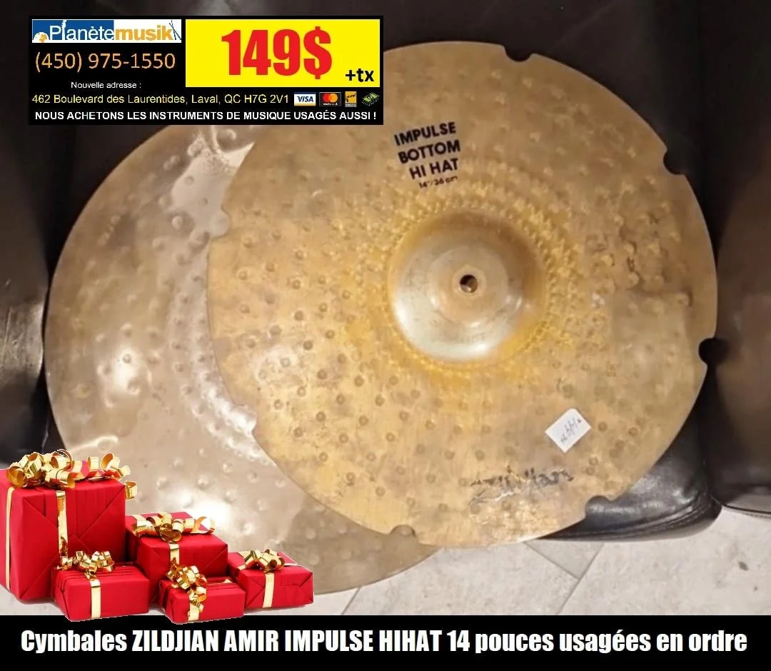 Cymbales ZILDJIAN Amir Impulse 14 pouces Rare dans l'usagé en ordre