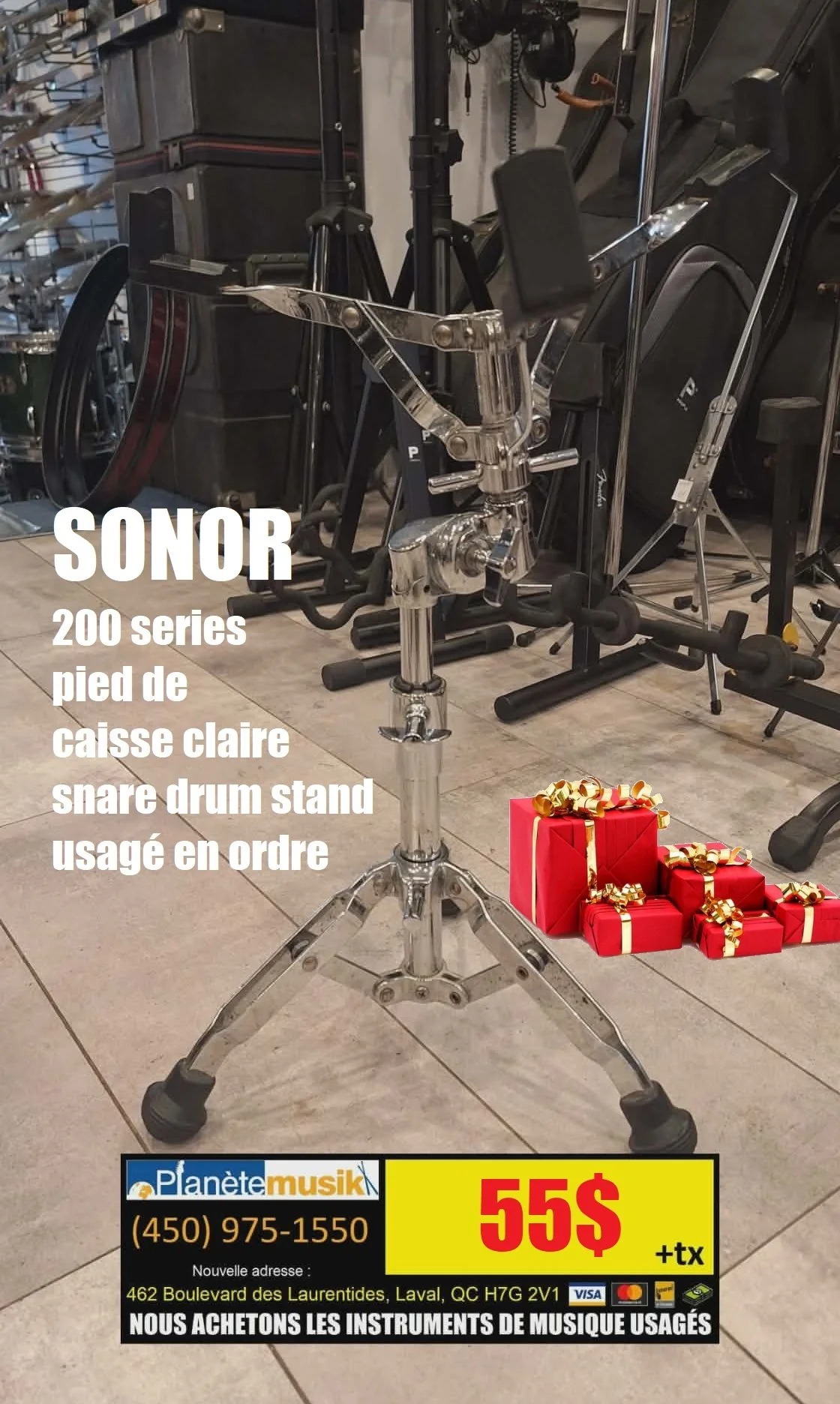 SONOR 200 Series pied de caisse claire / snare drum stand Usagé en ordre