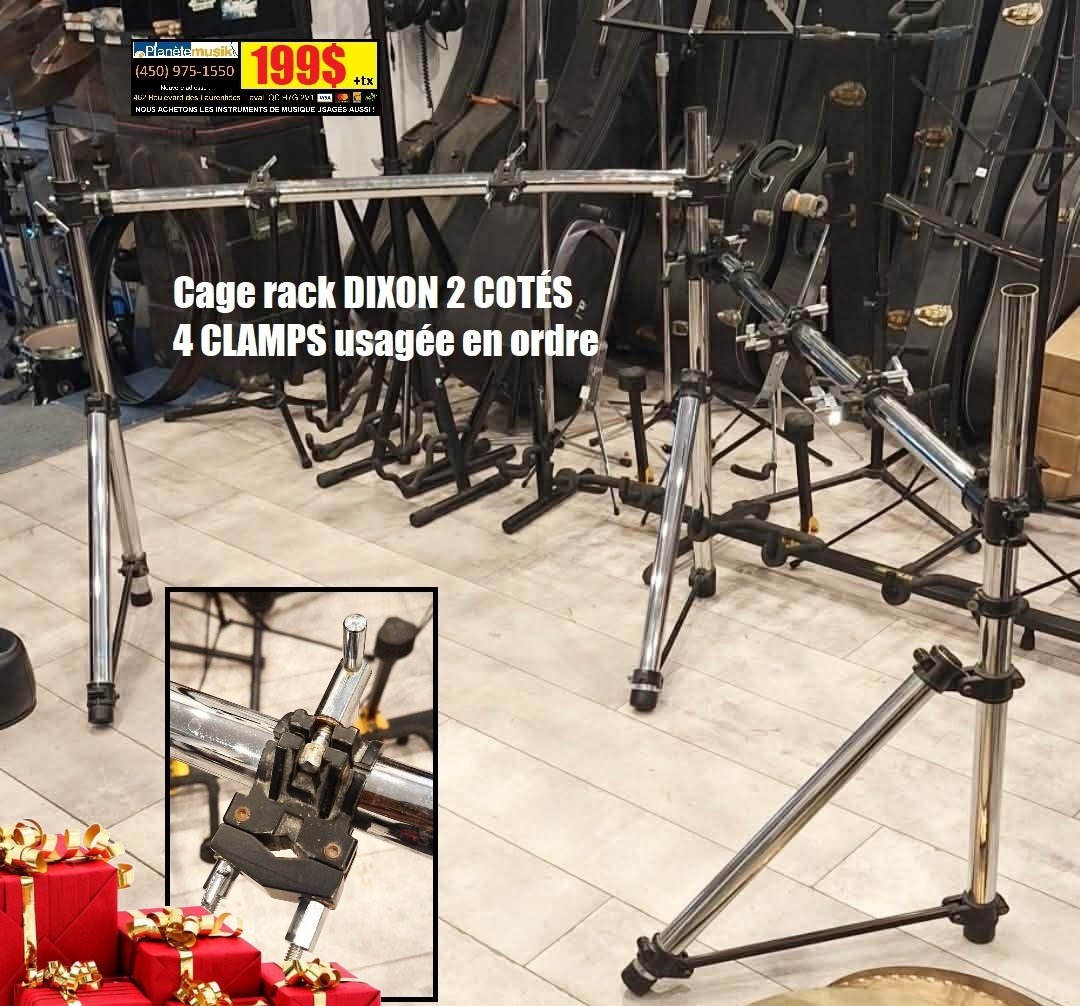 Cage rack pour batterie 2 cotés avec 4 clamps DIXON usagée en ordre