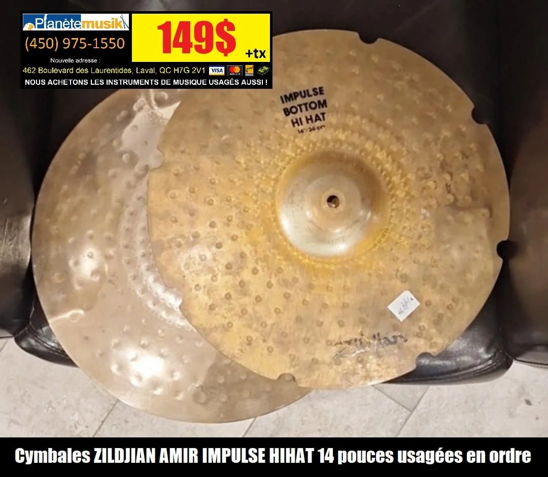 Cymbales ZILDJIAN Amir Impulse 14 pouces Rare dans l'usagé en ordre