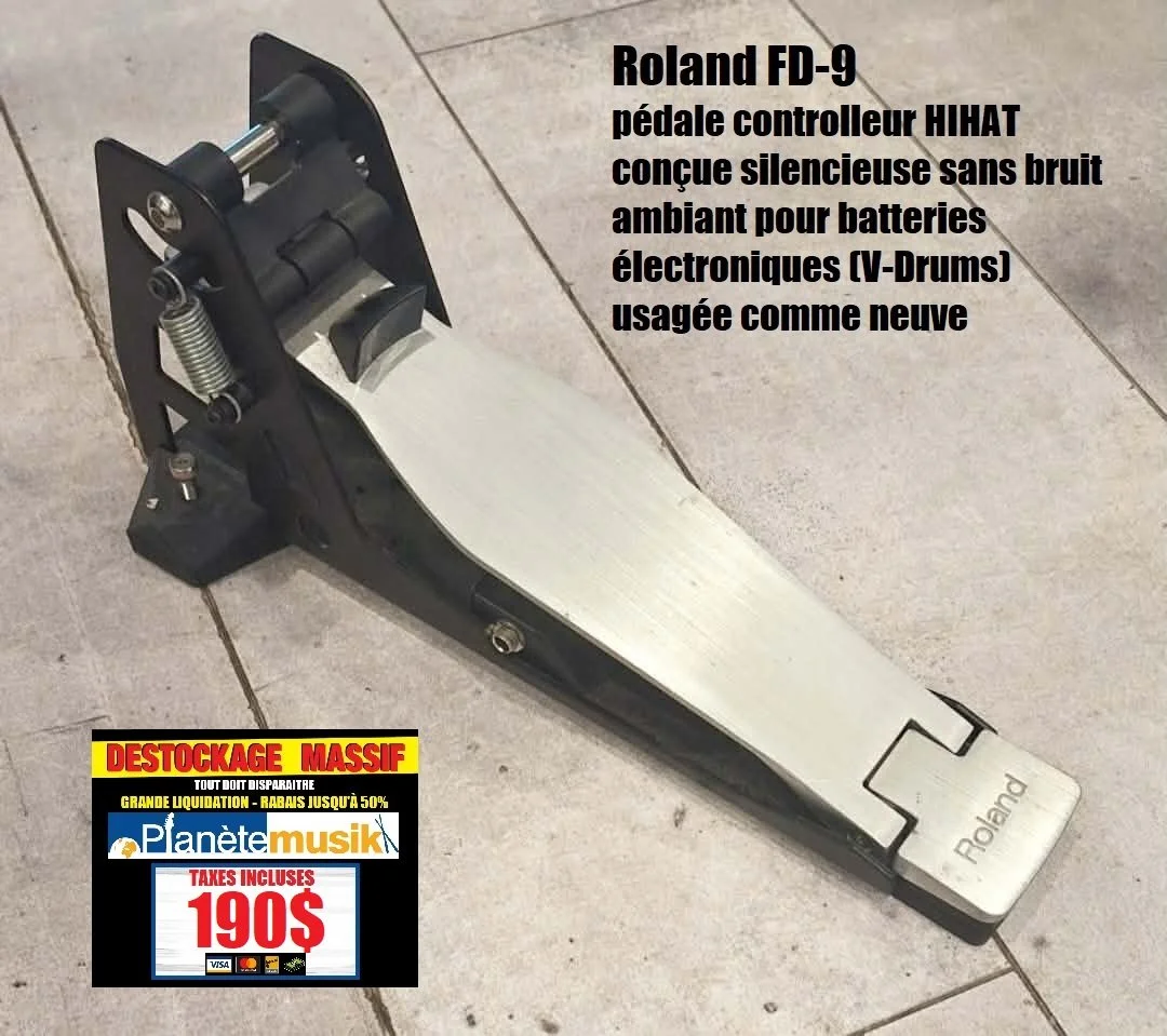LE DÉSTOCKAGE CONTINUE ! Roland FD-9 pédale contrôleur HIHAT conçue silencieuse sans bruit ambiant pour batteries électroniques (V-Drums) usagée comme neuve