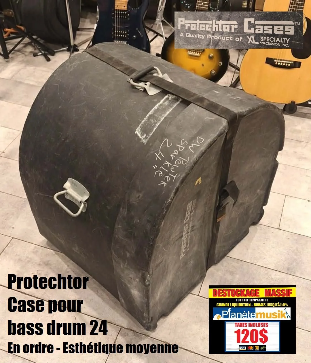 LE DÉSTOCKAGE CONTINUE - Étui rigide PROTECHTOR grosse caisse 24 pouces Usagé en ordre