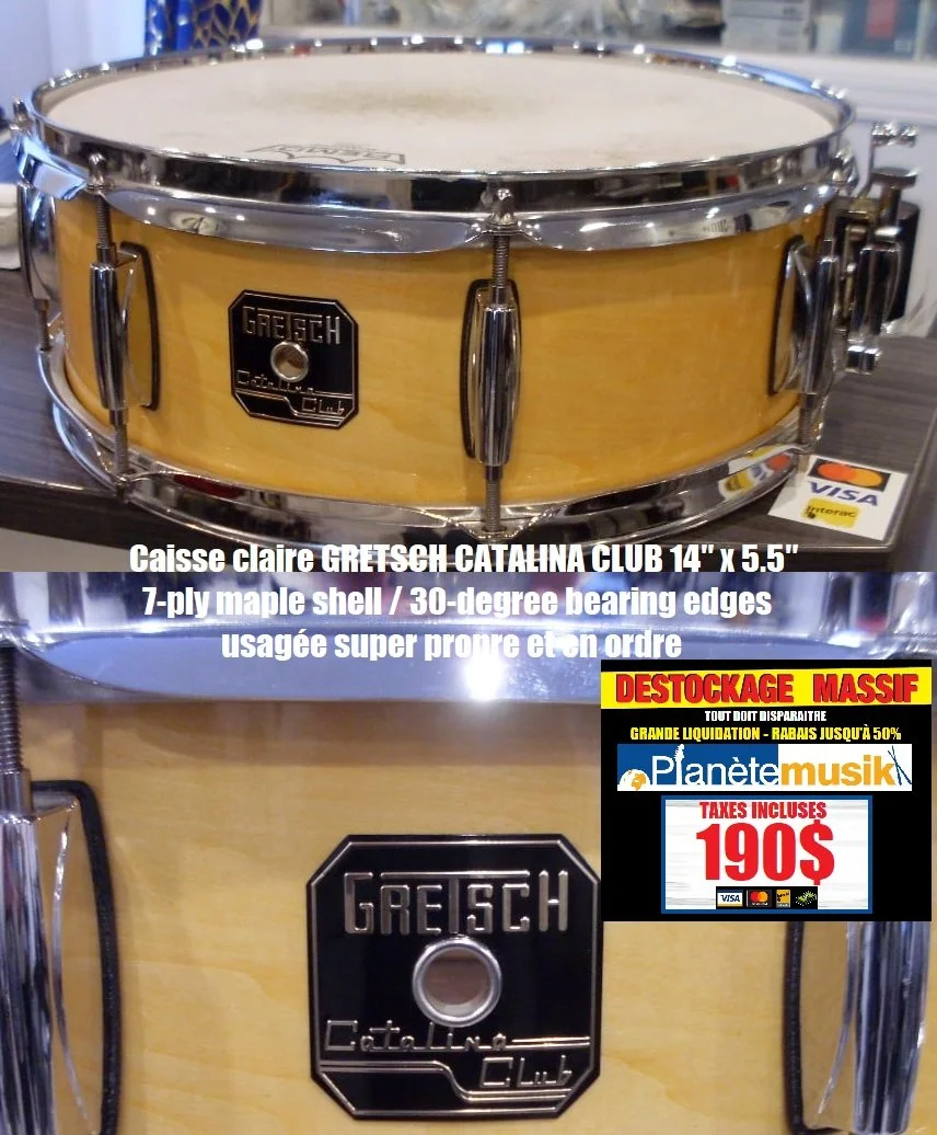 LE DÉSTOCKAGE CONTINUE - Snare drum GRETSCH CATALINA CLUB (TAXES INCLUSES)