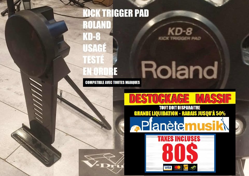 LE DÉSTOCKAGE CONTINUE - Roland KD-8 Kick trigger pad bass drum batteries électroniques (V-Drums) usagé EN ORDRE TAXES INCLUSES