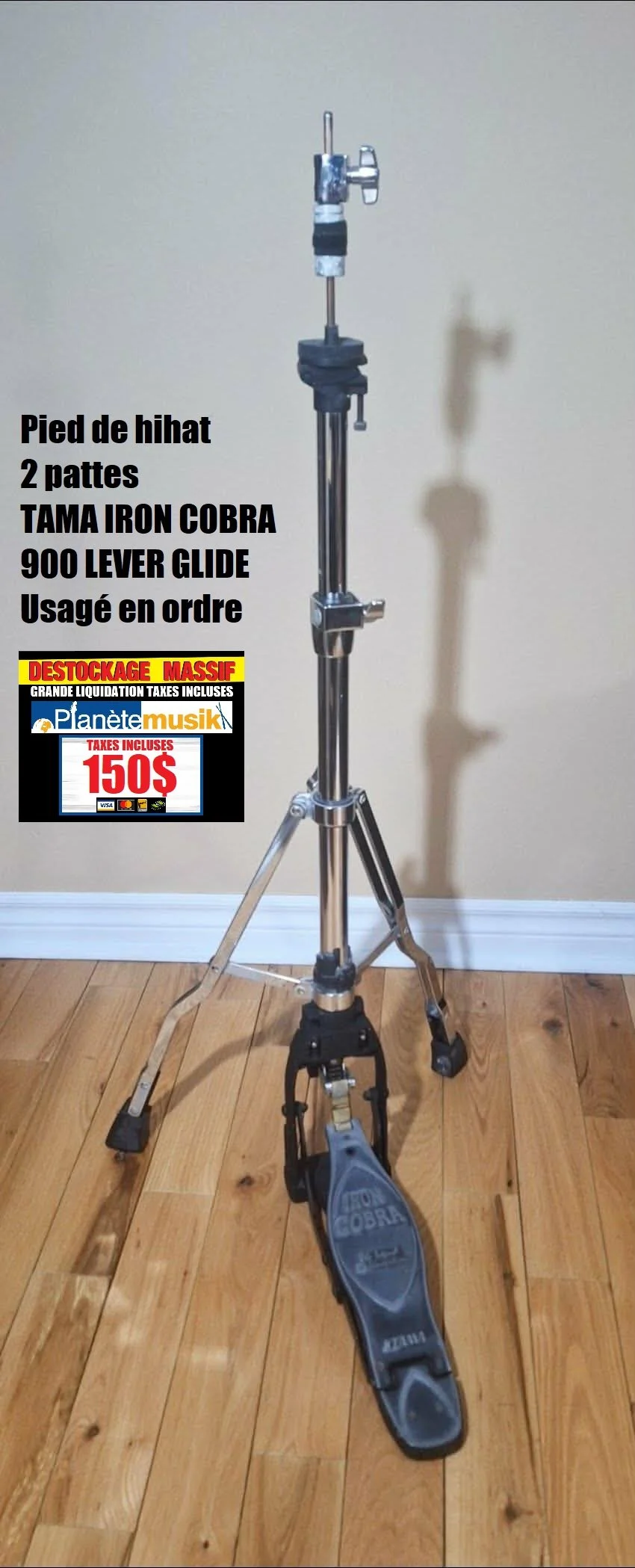 LE DÉSTOCKAGE CONTINUE - Pied de hihat TAMA LEVERGLIDE 2 PATTES 900 SERIES