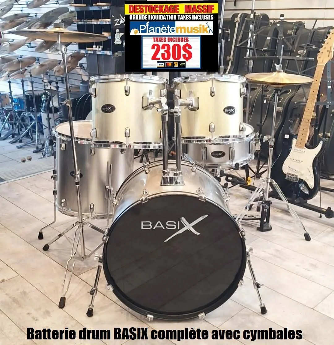 LE DÉSTOCKAGE CONTINUE - Batterie drum BASIX avec cymbales KIT COMPLET