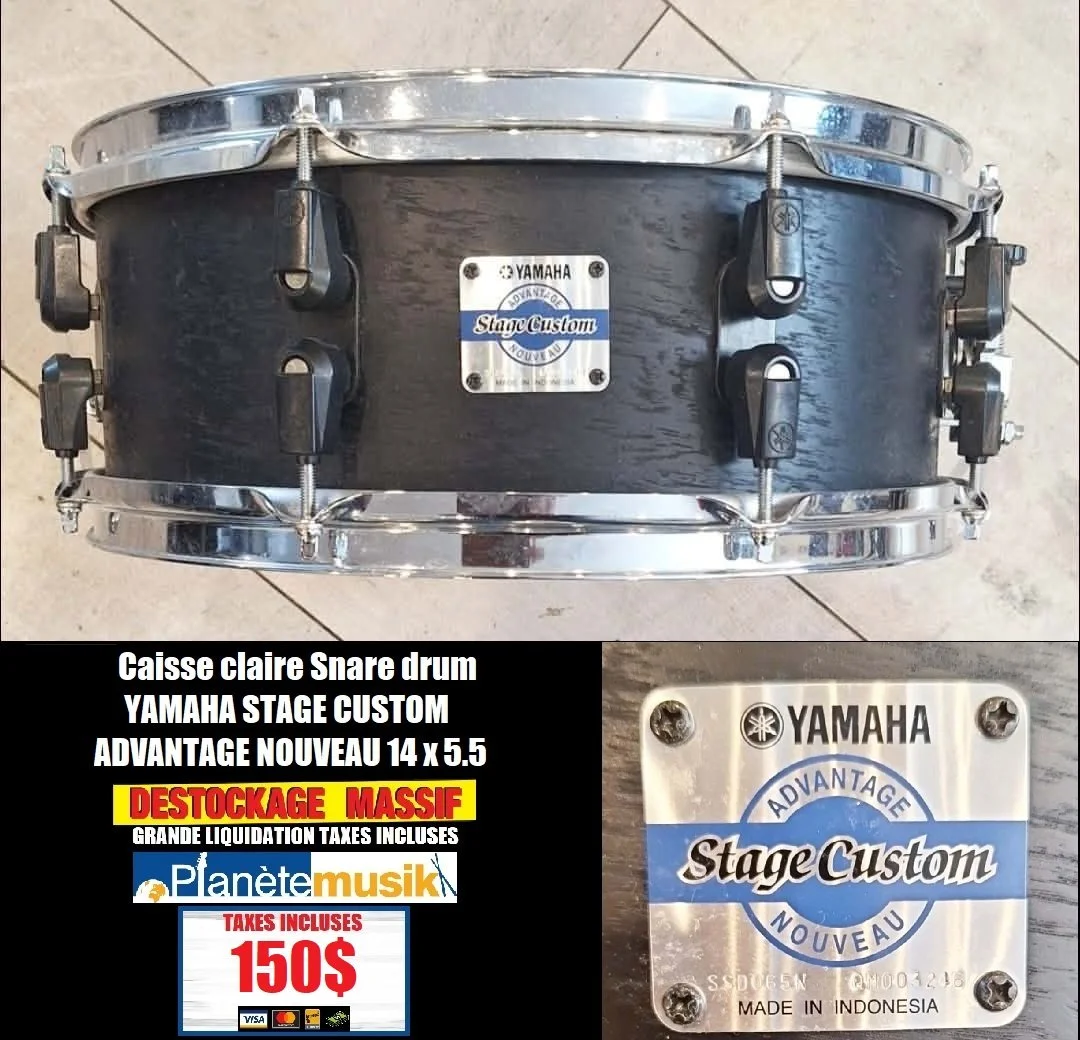 LE DÉSTOCKAGE CONTINUE - Caisse claire YAMAHA STAGE CUSTOM ADVANTAGE NOUVEAU 14 x 5.5