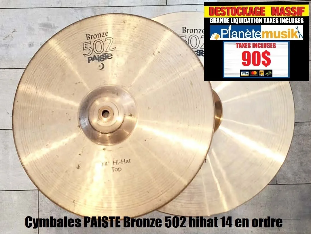 LE DÉSTOCKAGE CONTINUE - Cymbales de hihat PAISTE BRONZE 502 14 pouces
