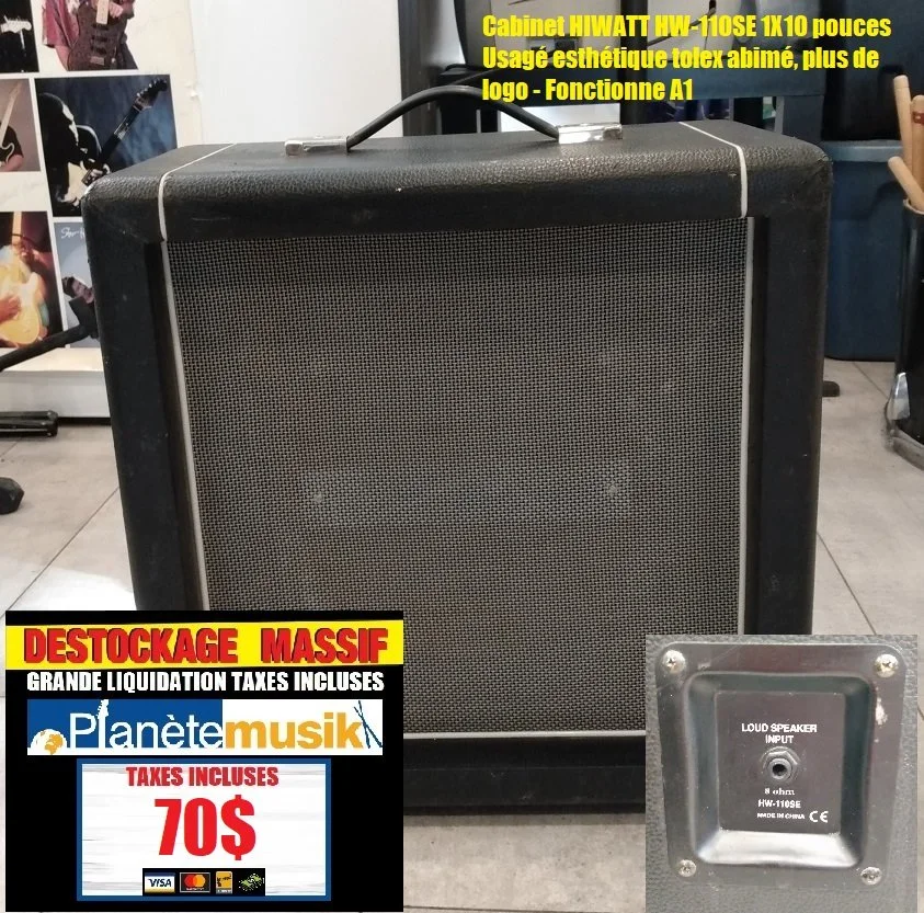 LE DESTOCKAGE CONTINUE - Cabinet HIWATT HW-110SE 1X10 pouces Usagé esthétique tolex abimé, plus de logoFonctionne A1