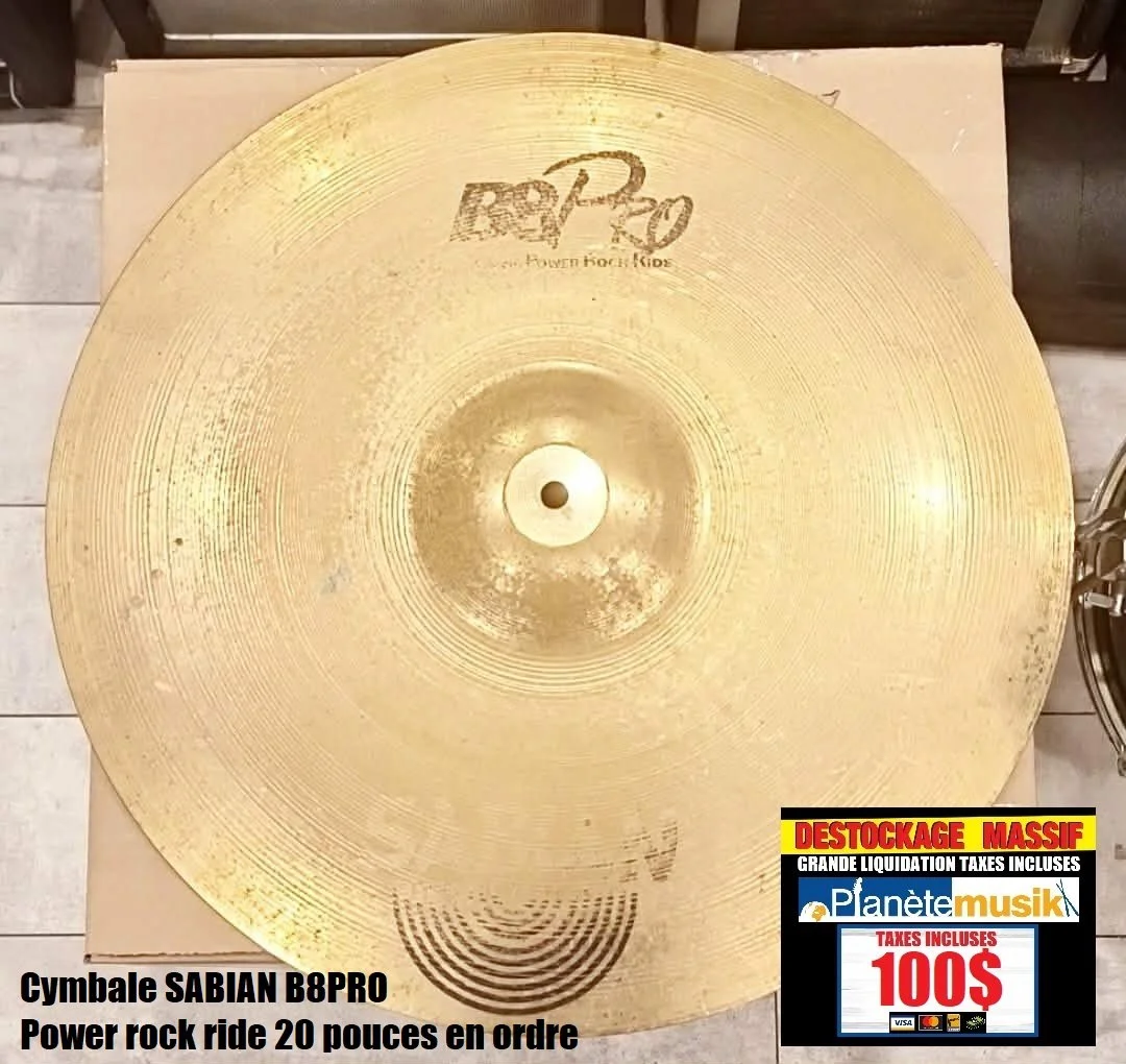 LE DÉSTOCKAGE CONTINUE - Cymbale SABIAN B8PRO Power rock ride 20 pouces en ordre