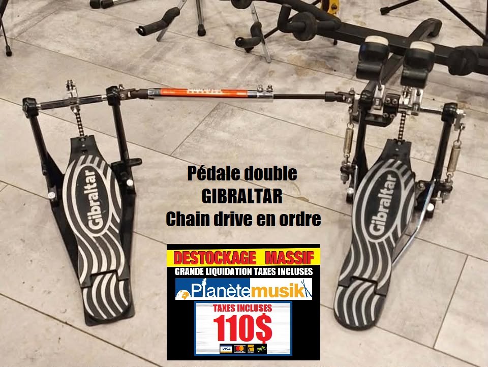 LE DÉSTOCKAGE CONTINUE - Pédale double GIBRALTAR chain drive TAXES INCLUSES