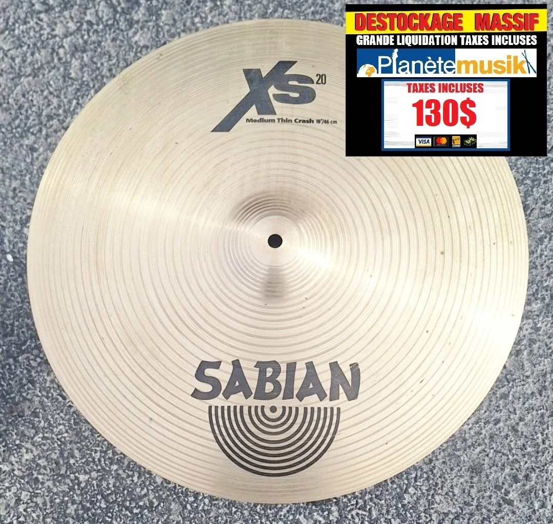 Cymbale SABIAN XS20 Medium thin crash 18 pouces TAXES INCLUSES!