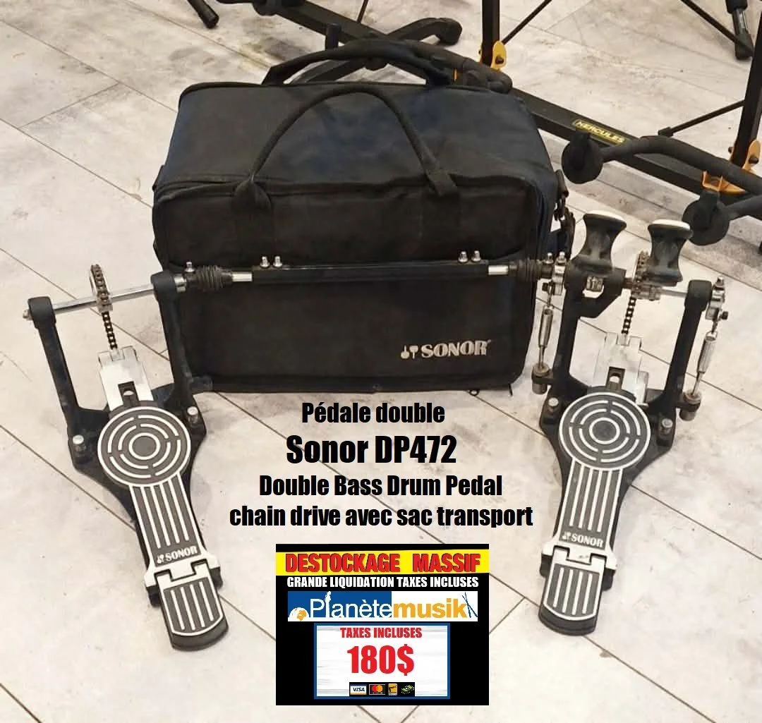 Pédale double SONOR DP472 Chain drive avec sac transport TAXES INCLUSES