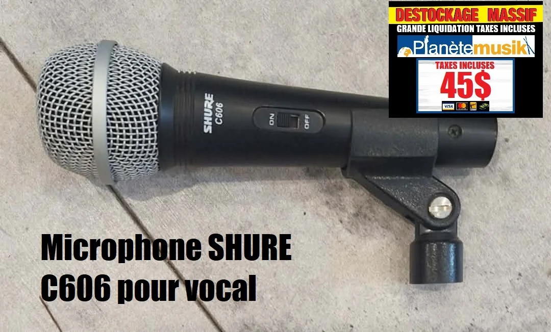 Microphone vocal / chant / voix SHURE C606 avec clip de soutient TAXES INCLUSES
