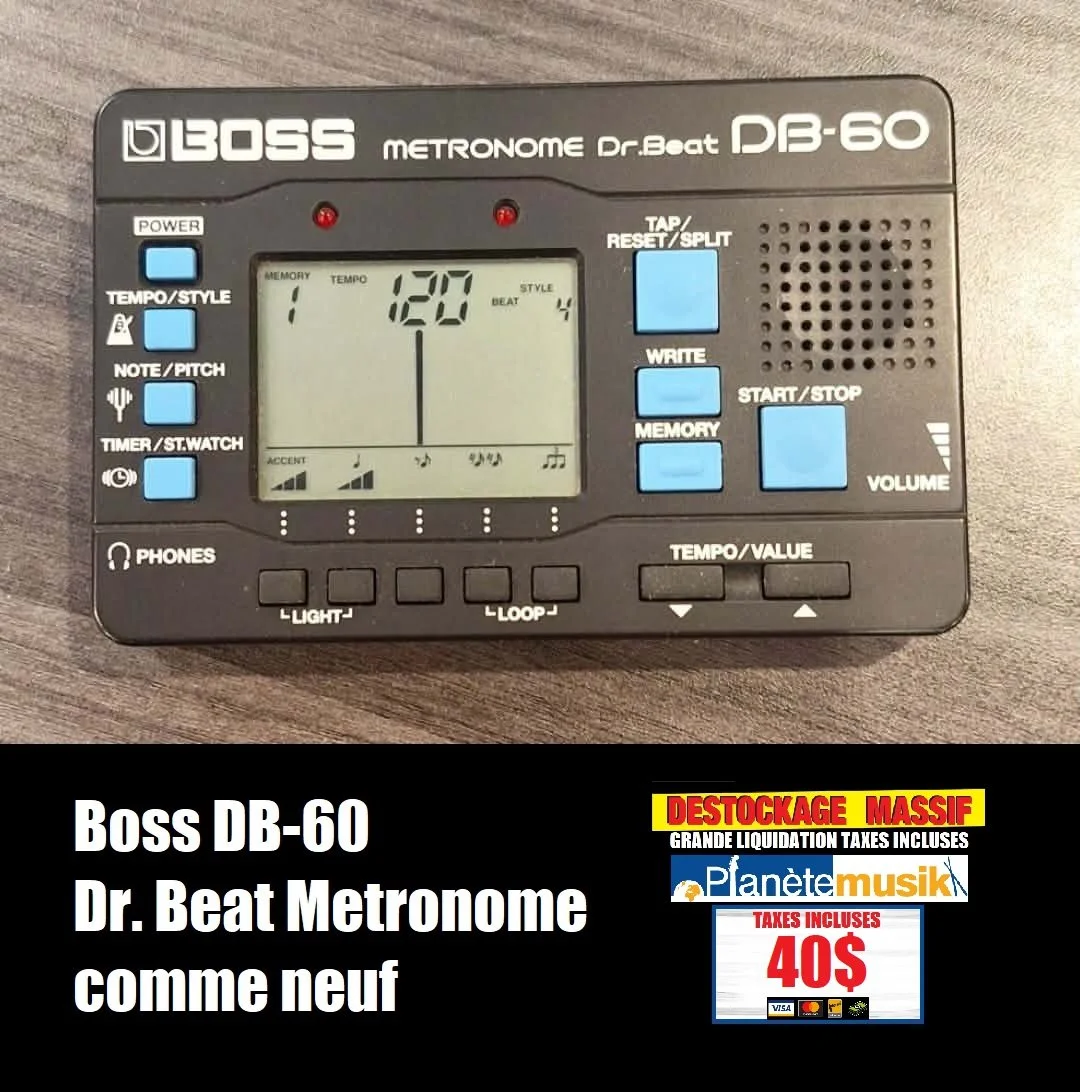Métronome avancé BOSS DR.BEAT DB-60 Comme neuf - TAXES INCLUSES