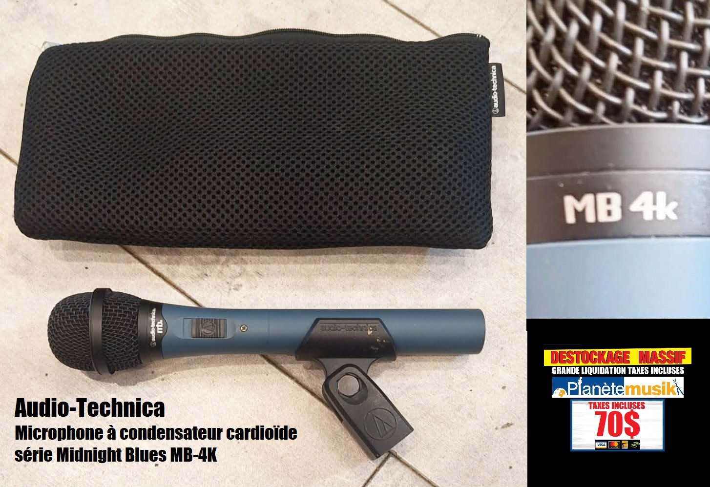 Microphone AUDIO TECHNICA MB-4K condensateur cardiode serie midnight blues TAXES INCLUSES