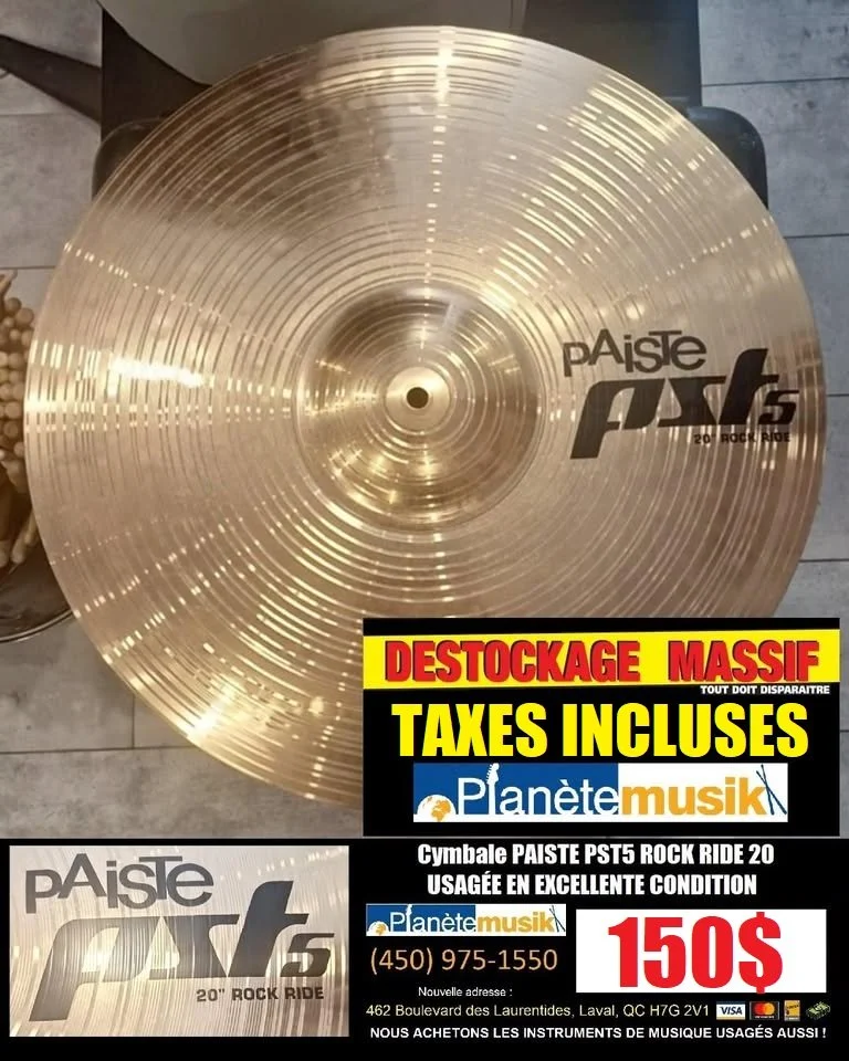 Cymbale PAISTE PST5 rock ride 20 pouces