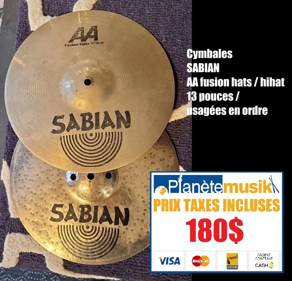 Cymbales SABIAN AA fusion hats 13 pouces