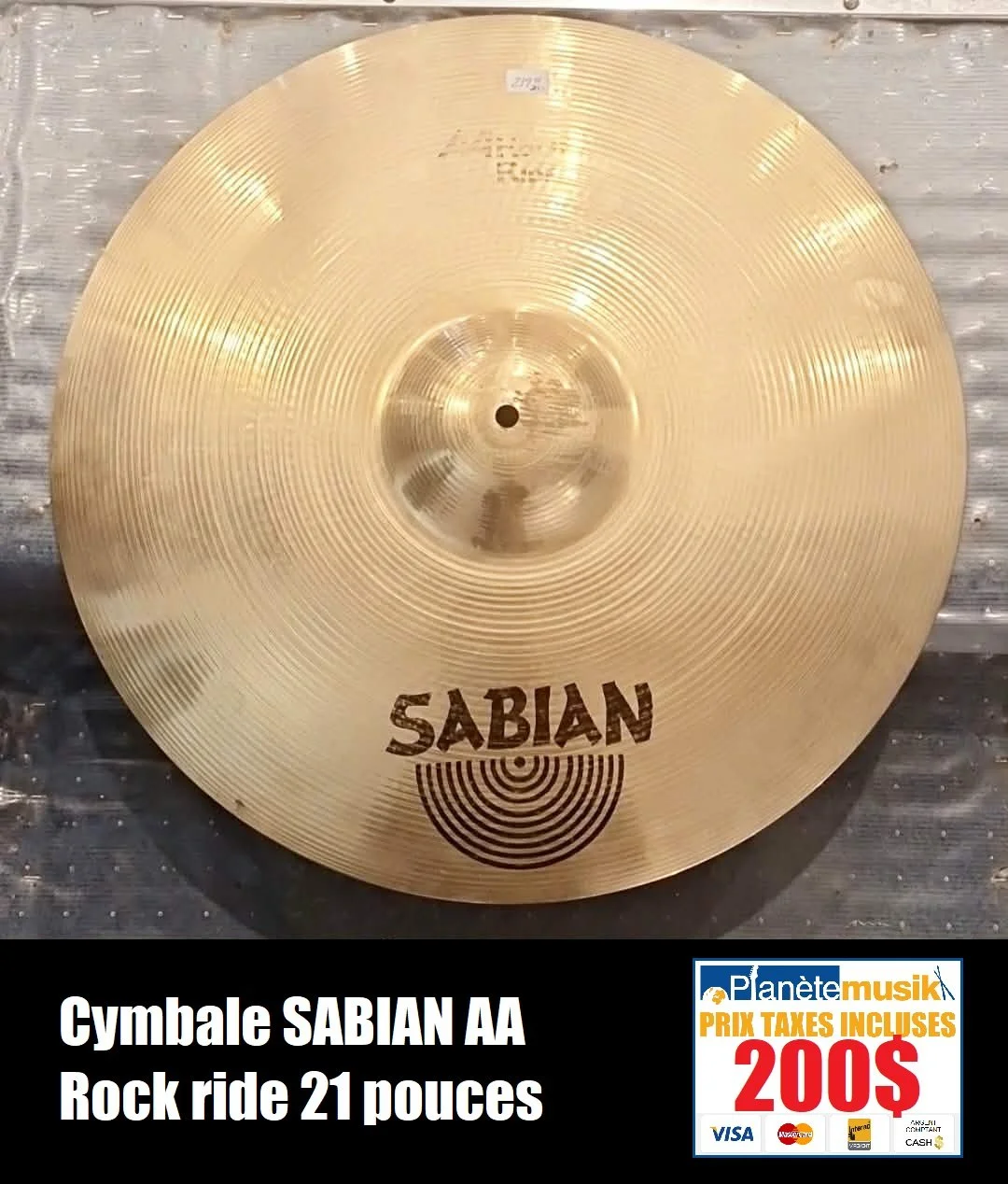 Cymbale SABIAN AA rock ride 21 pouces