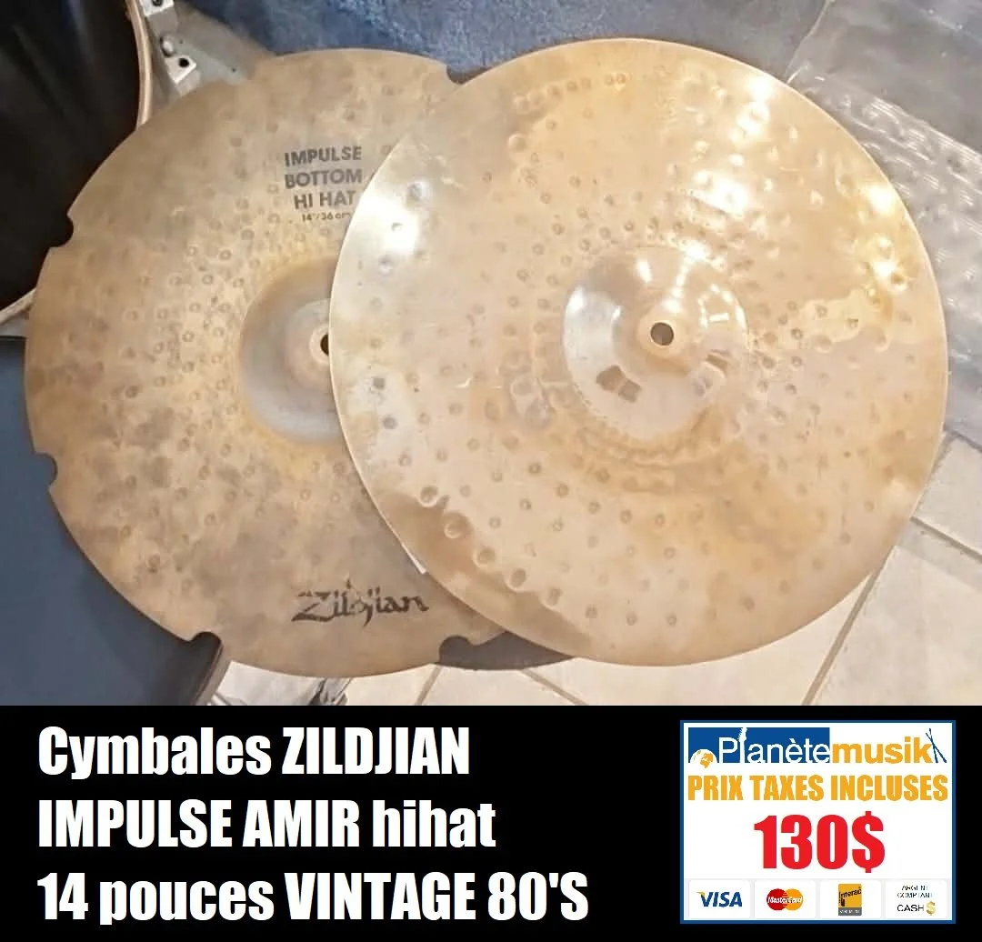 Cymbales ZILDJIAN IMPULSE AMIR hihat 14 pouces - vintage 80’s - Sonne similaire au paiste rude