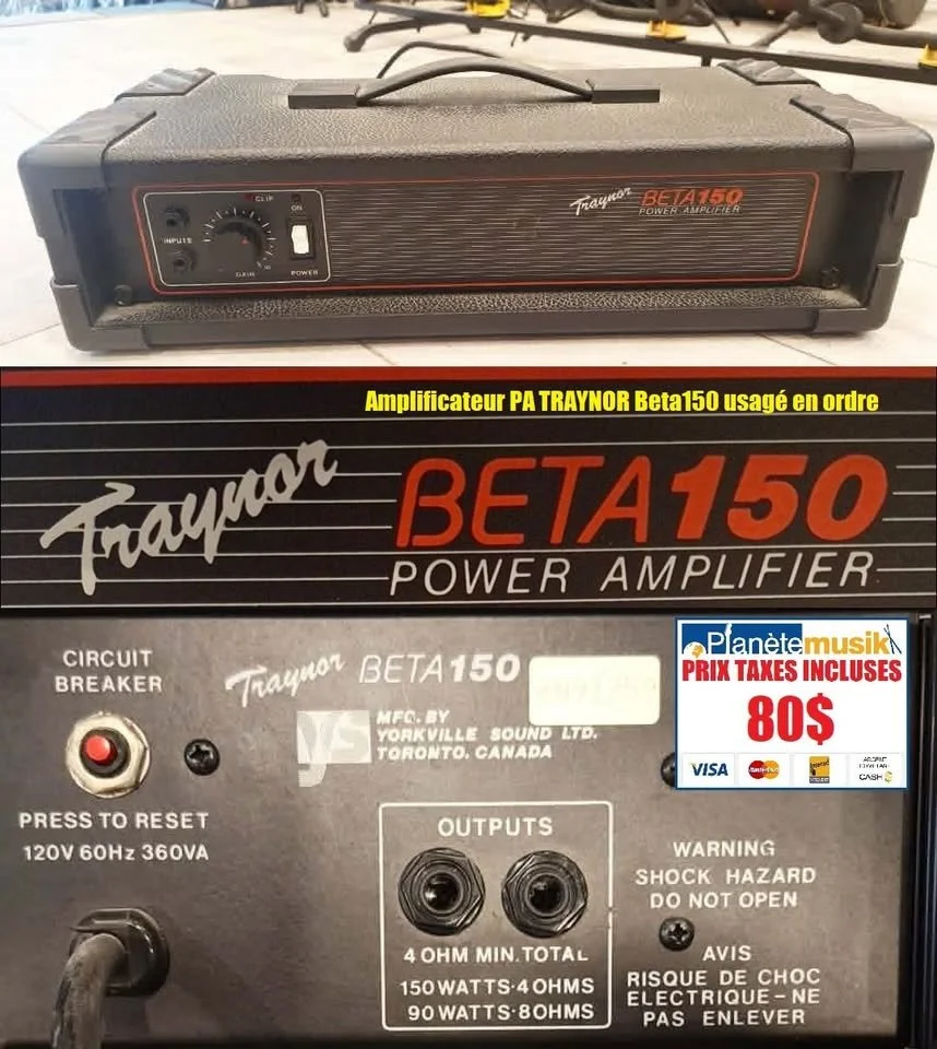 Amplificateur PA TRAYNOR Beta150 usagé en ordre
