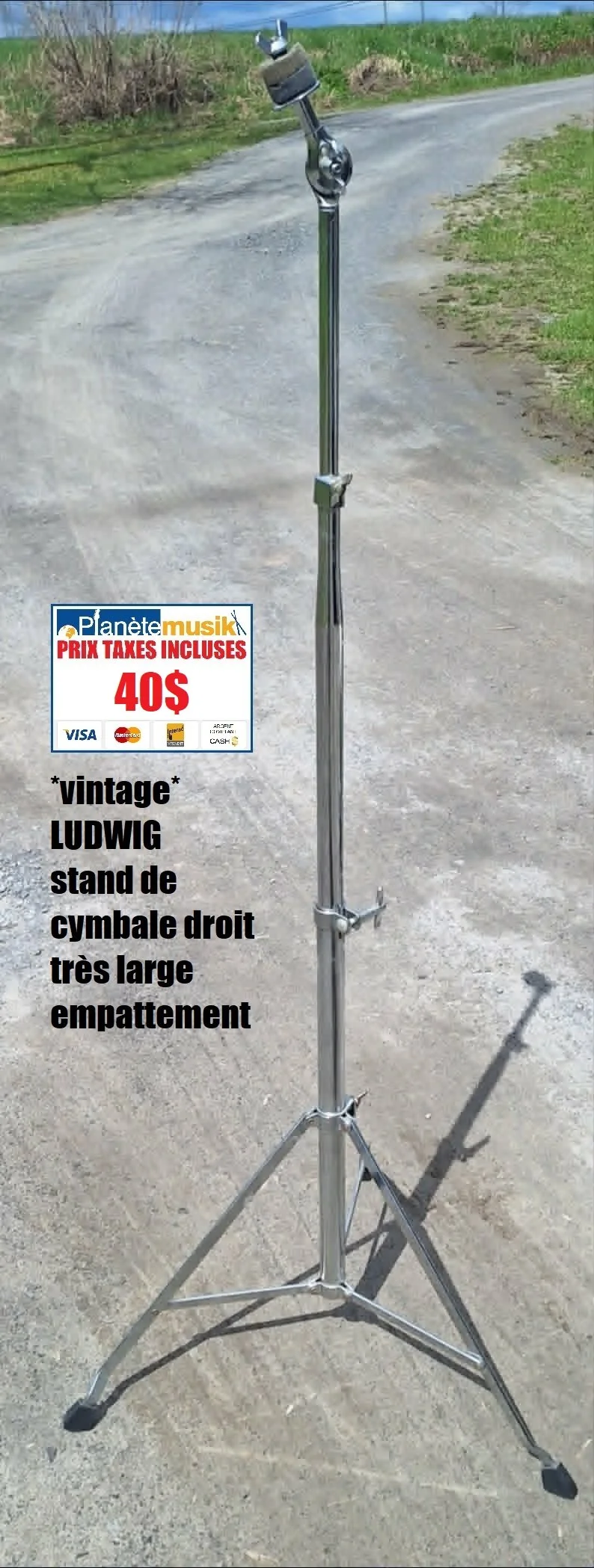 vintage LUDWIG stand de cymbale droit très large empattement