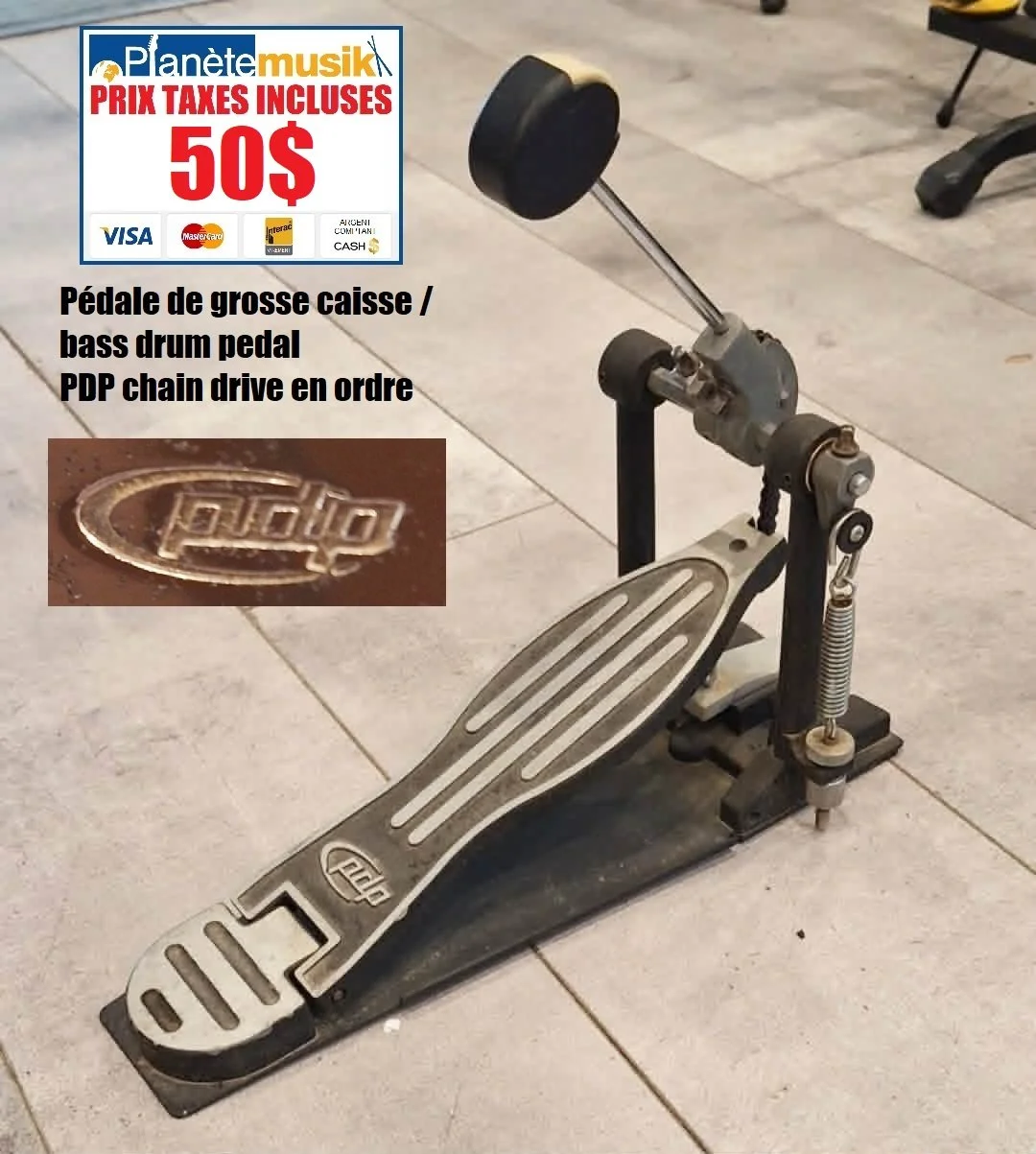 Pédale de grosse caisse / bass drum pedal PDP chain drive en ordre