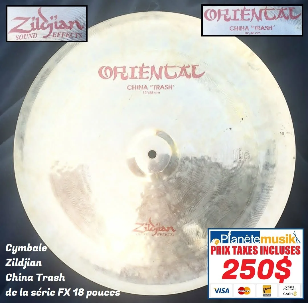 TAXES INCLUSES - Cymbale ZILDJIAN ORIENTAL China trash Sound effects FX 18 pouces Usagée en ordre