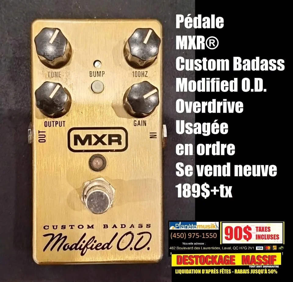 Pédale d'effet pour guitare MXR CUSTOM BADASS MODIFIED O.D Usagée en ordre Se vend neuve 189$+tx