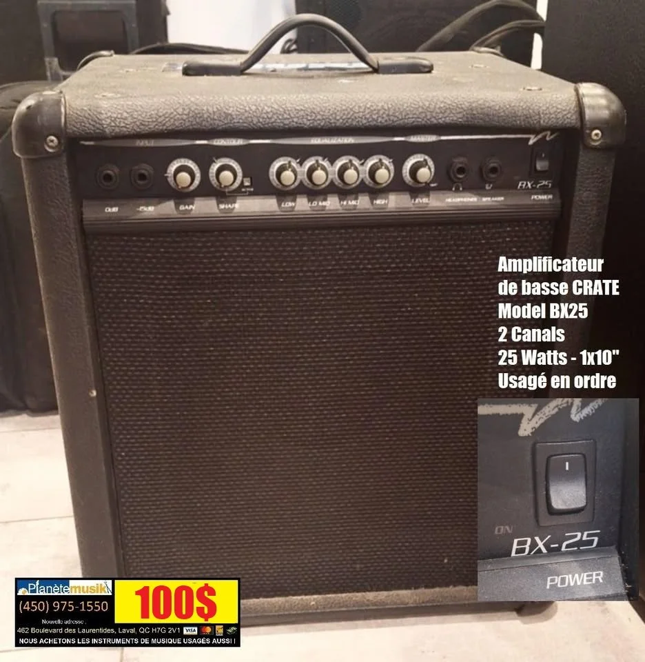 TAXES INCLUSES - Amplificateur de basse CRATE BX25 - 25 WATTS 2 CANALS