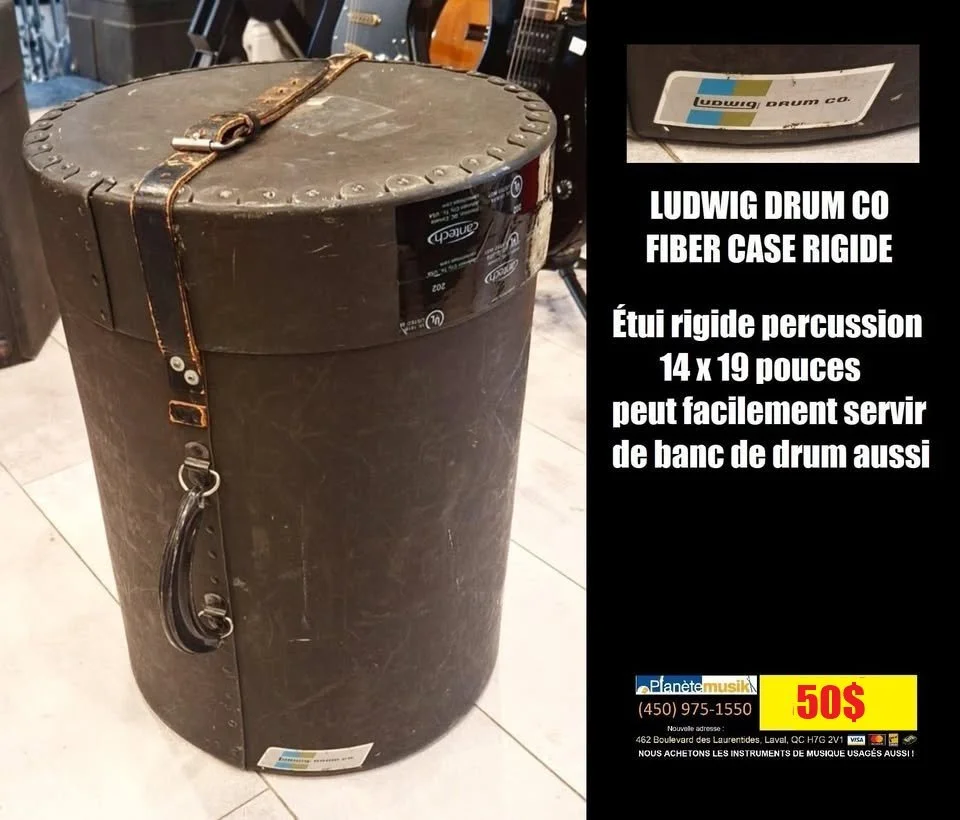 TAXES INCLUSES - Hardshell case rigide pour percussion LUDWIG Vintage 70's 14 x 19 pouces