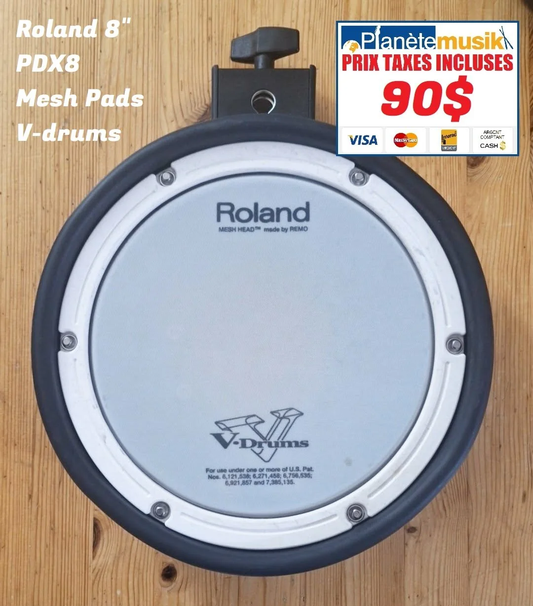 TAXES INCLUSES - Roland 8" PDX8 Mesh Tom Drum Pads V-drums.... 90$