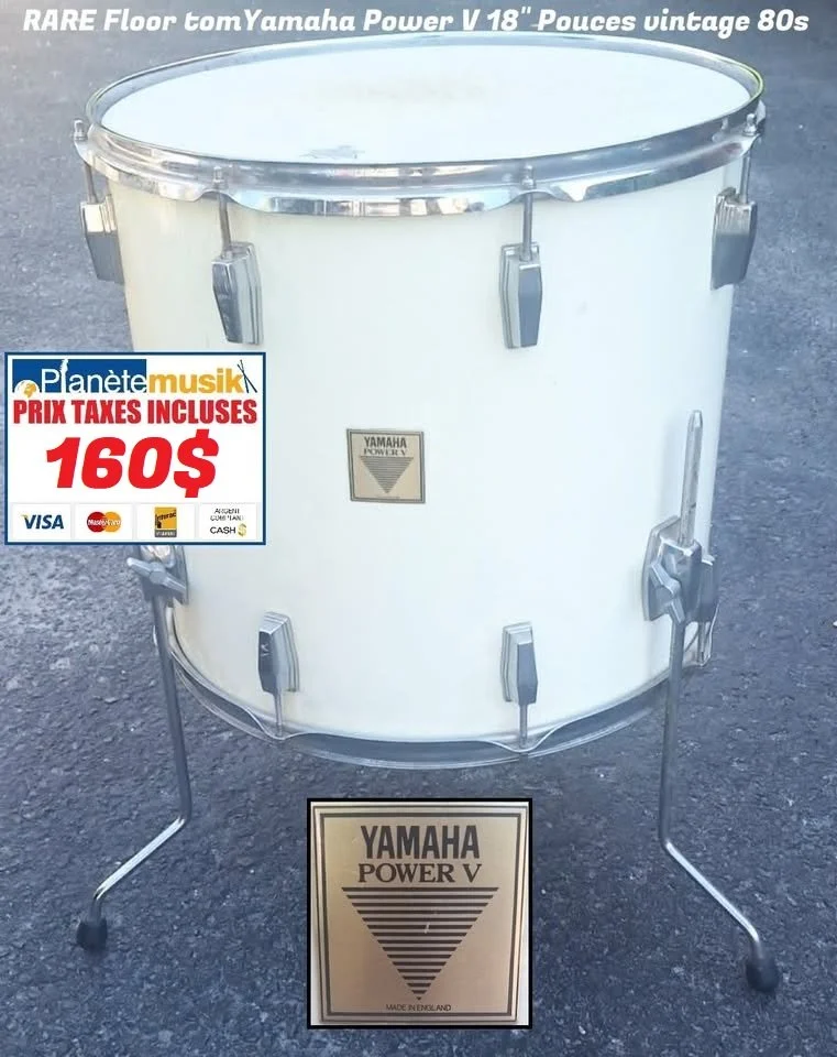 TAXES INCLUSES (Et baisse de prix!) - RARE Floor tom vintage 80s 18 pouces YAMAHA POWER V Usagé en ordre
