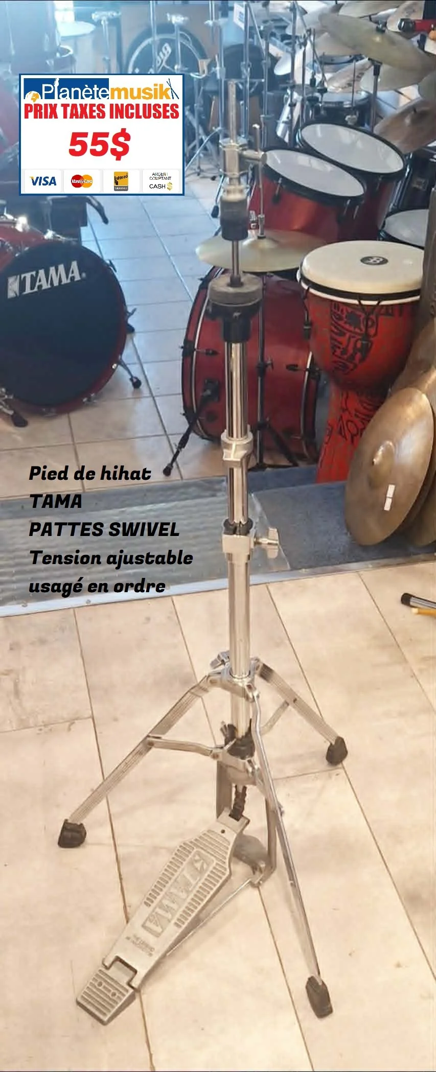 TAXES INCLUSES - TAMA hihat stand / pied pour hihat - Pattes swivel