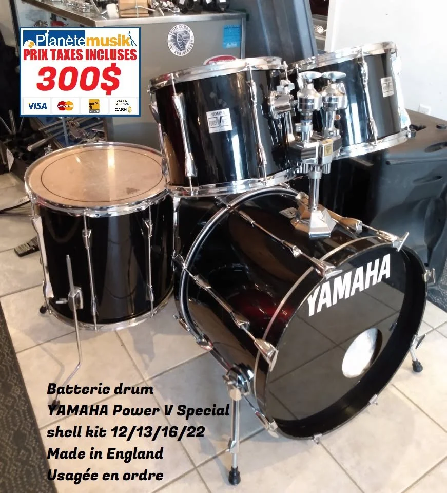 TAXES INCLUSES - Batterie drum YAMAHA Power V Special shell kit 12/13/16/22 made in England