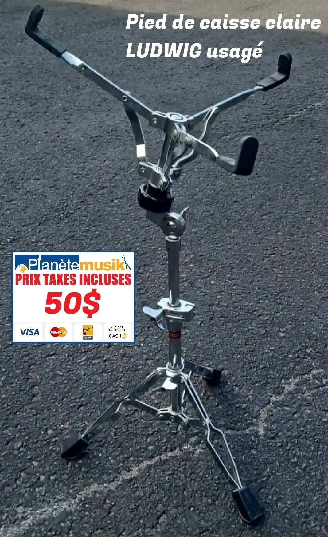 TAXES INCLUSES - Pied de caisse claire snare drum stand LUDWIG