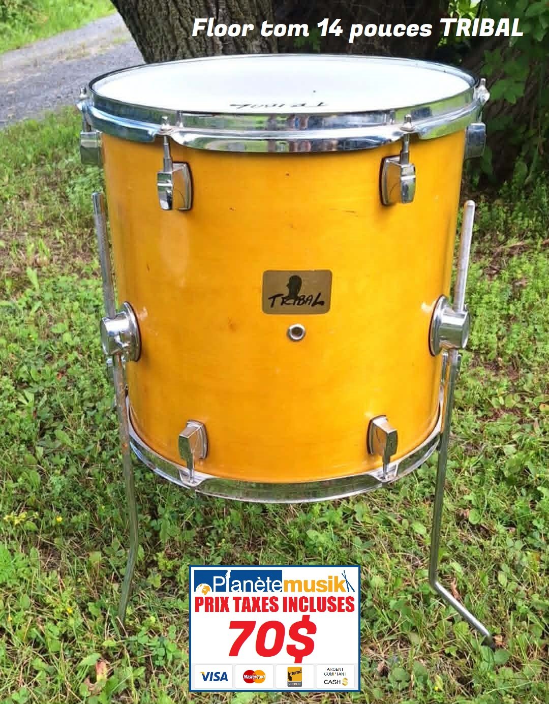 TAXES INCLUSES! Un floor tom 14 Pouces TRIBAL vernis