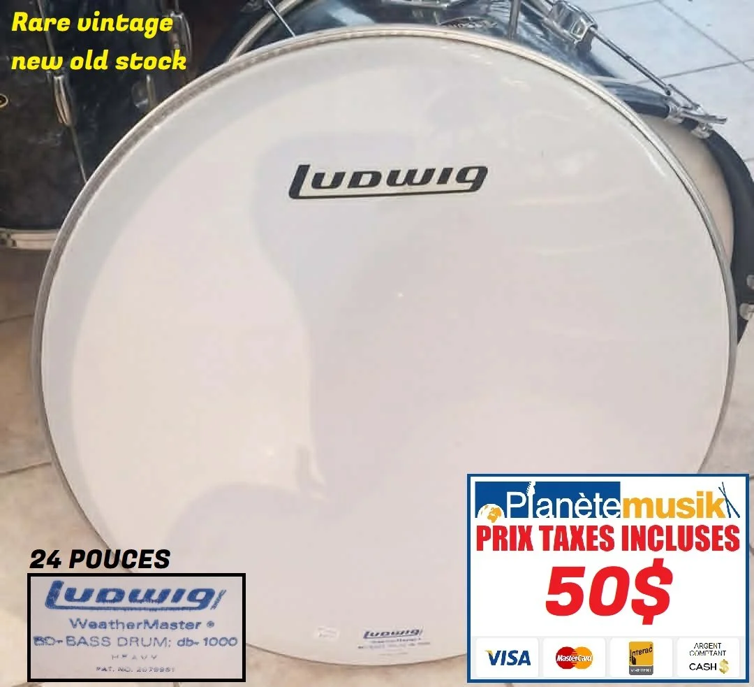 TAXES INCLUSES - New old stock VINTAGE 70S Peau LUDWIG 24 POUCES WEATHERMASTER