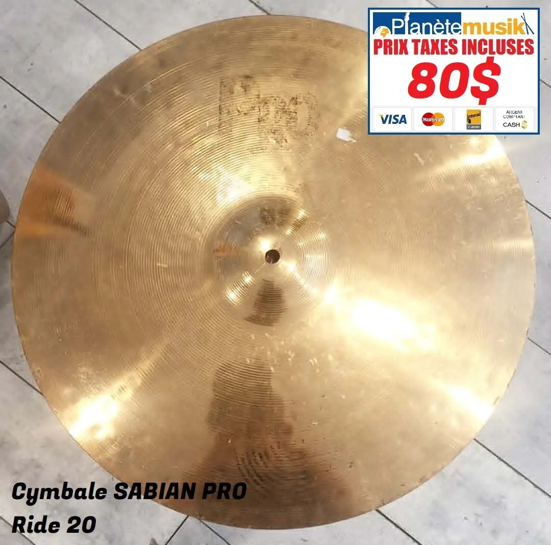 TAXES INCLUSES - Cymbale SABIAN PRO Ride 20 pouces