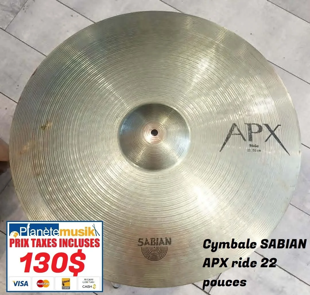 TAXES INCLUSES - Cymbale SABIAN APX Ride 22 pouces