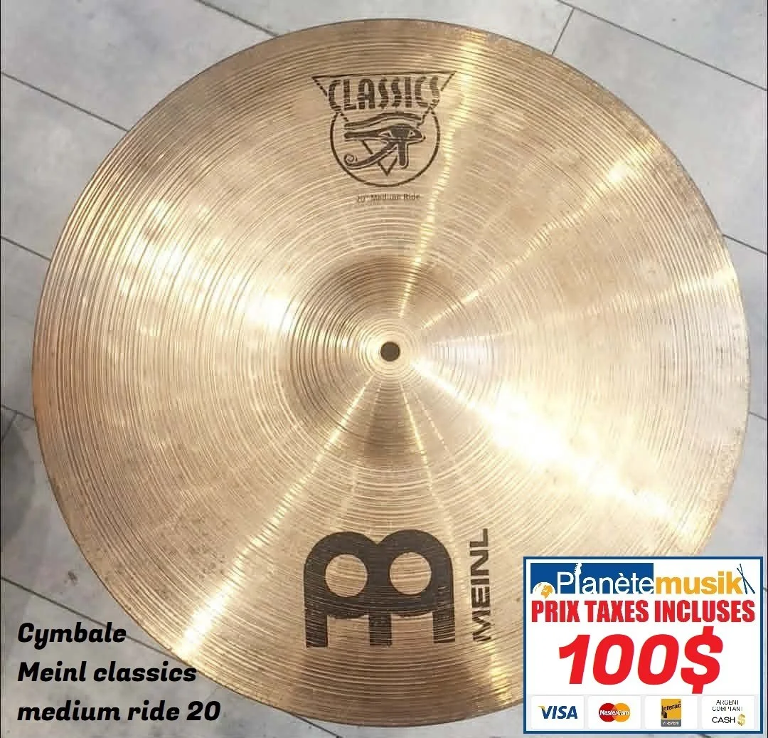 TAXES INCLUSES - Cymbale MEINL CLASSICS Medium ride 20 pouces