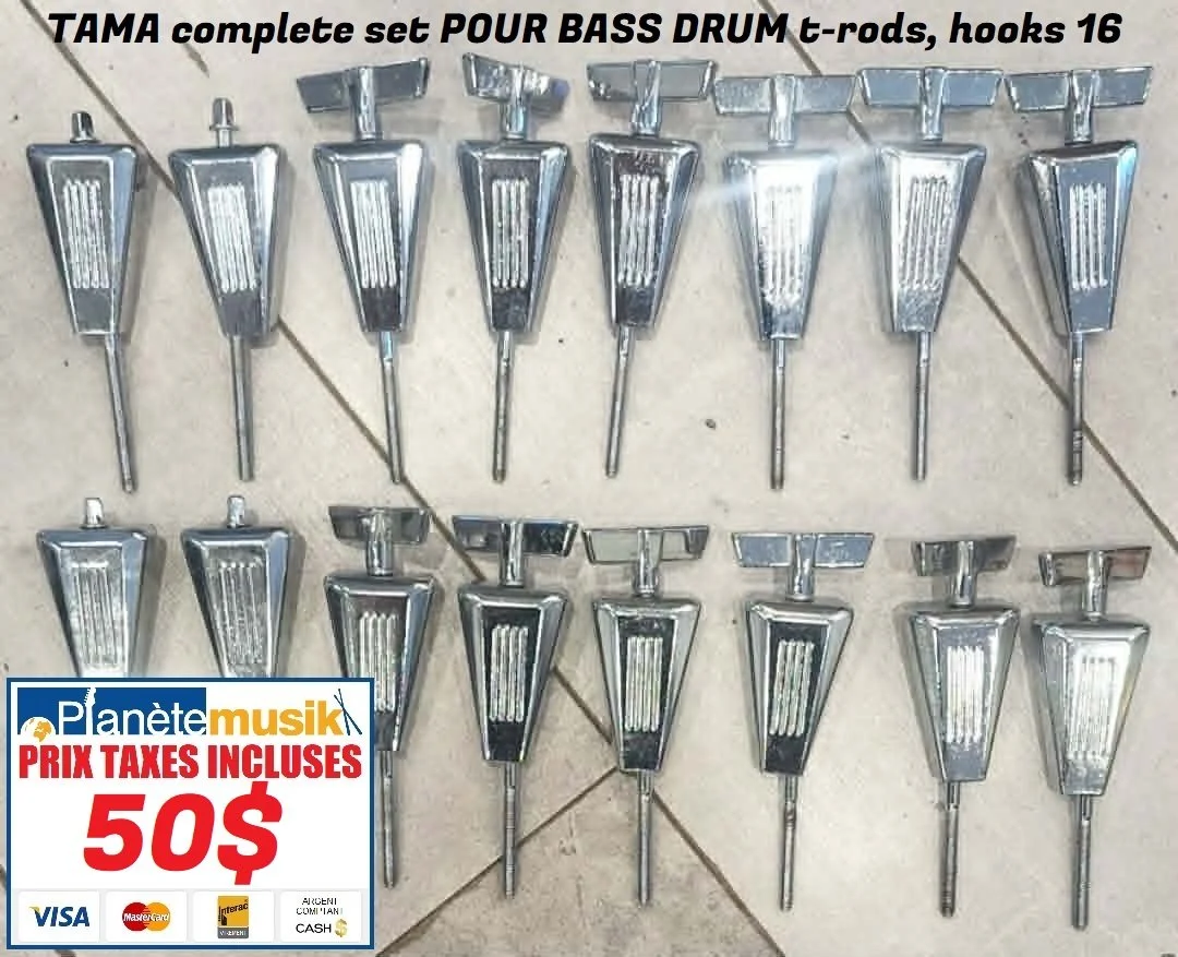 TAXES INCLUSES Nouvel arrivage Pièces TAMA - 16 t rods avec 16 crochets - model rockstar / dx / pro