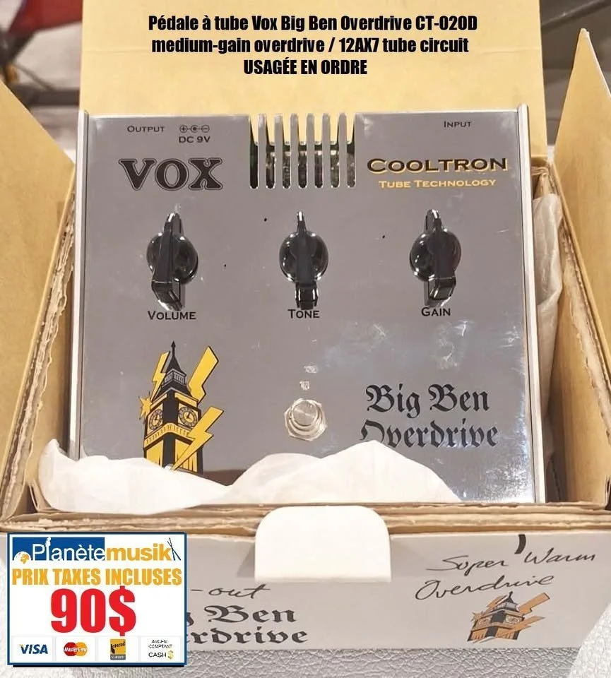 TAXES INCLUSES !! Pédale À TUBE! VOX Big ben overdrive ct-02 OD 90$