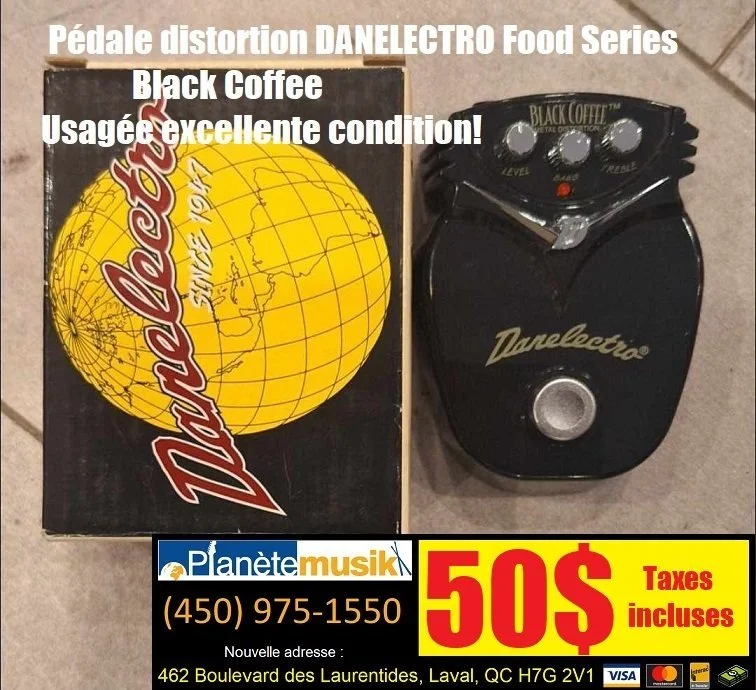 TAXES INCLUSES - Pédale distortion DANELECTRO (Food Series) Black Coffee usagée