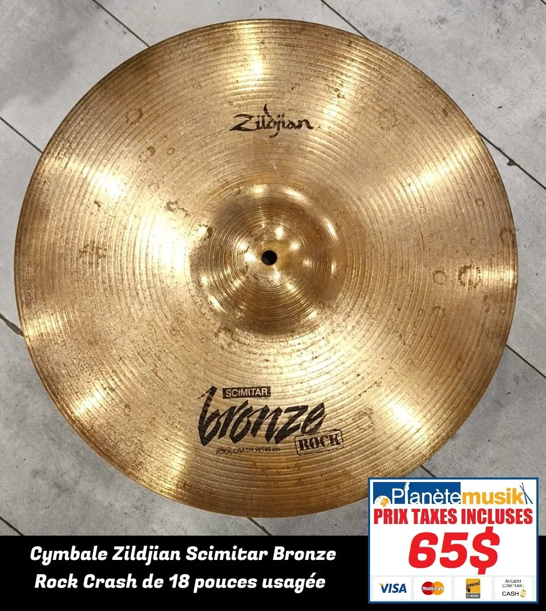 TAXES INCLUSES! - Cymbale ZILDJIAN SCIMITAR BRONZE rock crash 18 pouces