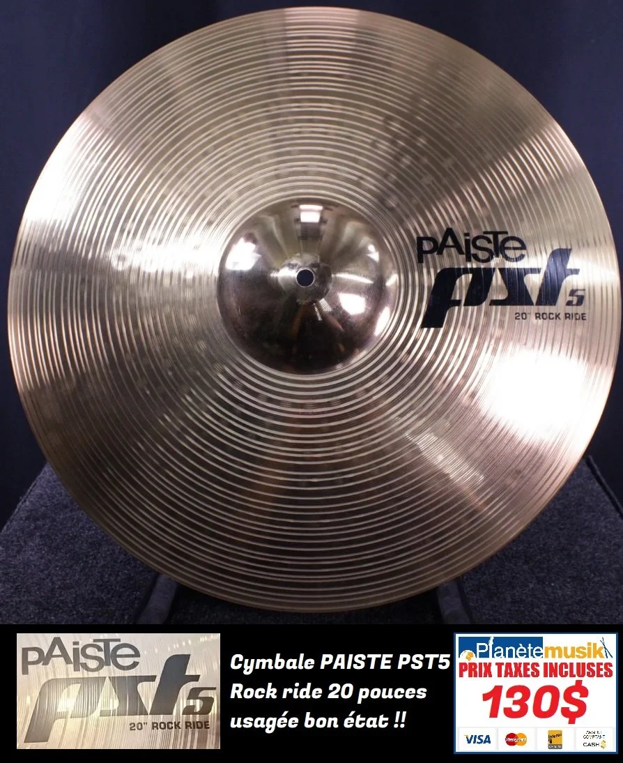 TAXES INCLUSES - Cymbale PAISTE PST5 rock ride 20 pouces