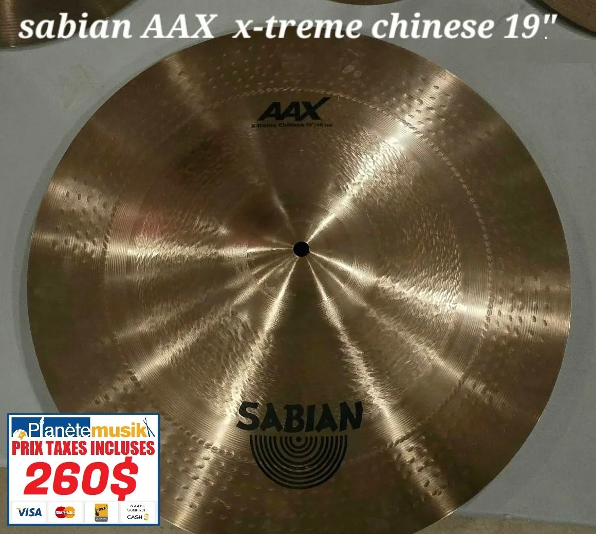 TAXES INCLUSES Cymbale SABIAN AAX X-TREME CHINESE 19 Super propre 260$