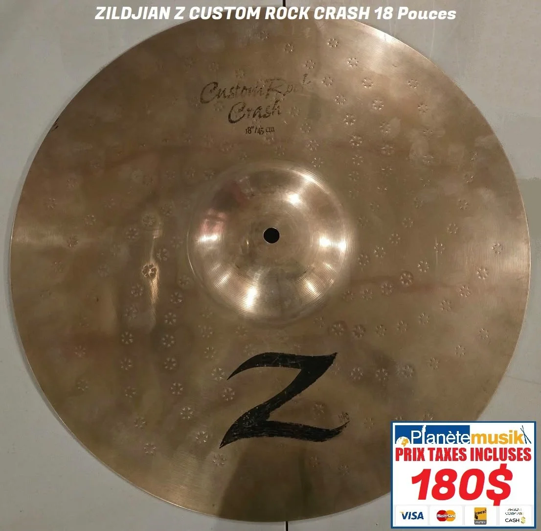 TAXES INCLUSES Cymbale ZILDJIAN Z CUSTOM rock crash 18 pouces 180$